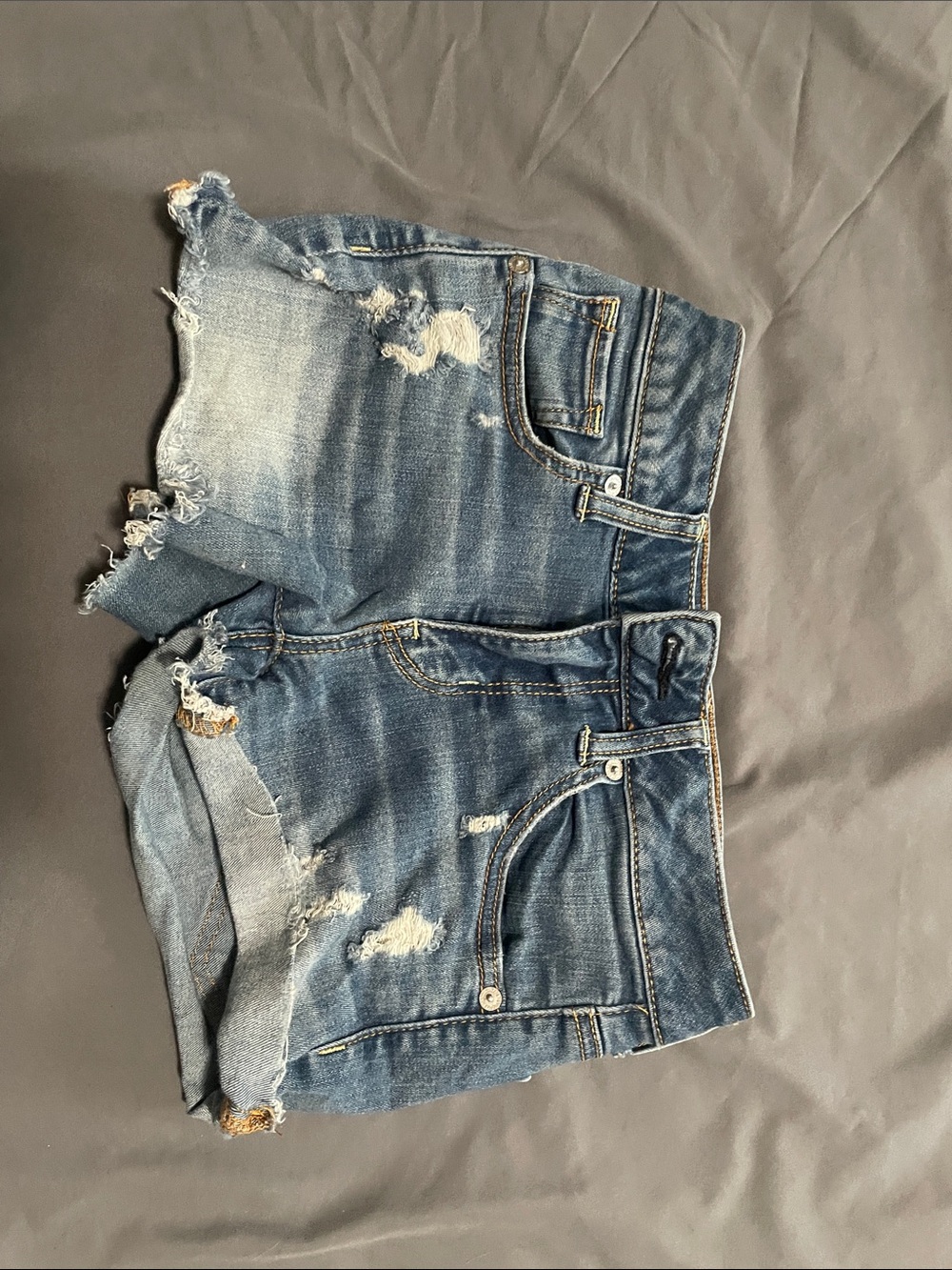 American Eagle Outfitters Faded Blue Distressed Denim Shorts